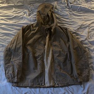H&M Unisex Black Hooded Oversized Windbreaker